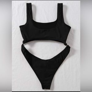Black cut out one piece swim suit